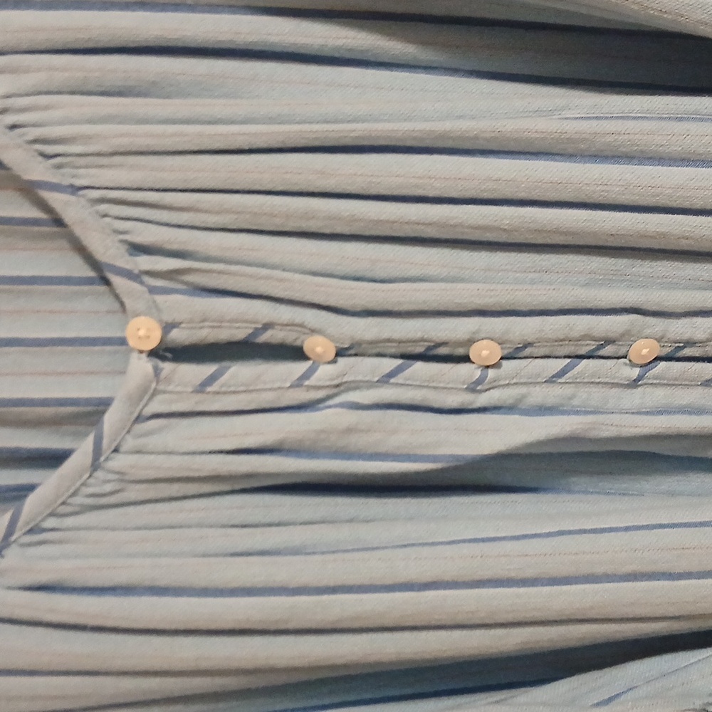 ​J.Crew Blue & White Striped Tie-Waist Shirt Dress - Size M 3/4 Sleeves - Picture 4 of 10